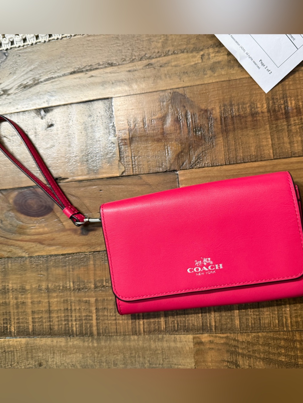 Coach Pink Leather Wristlet Wallet